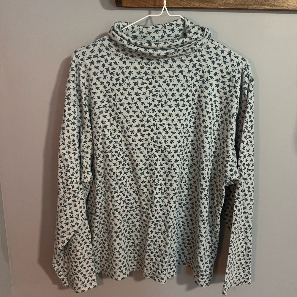 Vintage Floral Long Sleeve Turtleneck Top
